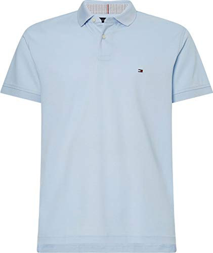 Tommy Hilfiger Men’s Short Sleeve 1985 Regular Fit Polo Shirt, Blue (Breezy Blue), XL