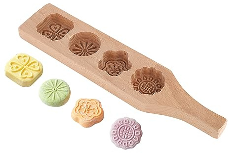 Mondkuchenform, 4 Stück Mondkuchenform aus umweltfreundlichem Holz in Blumenform (#2)