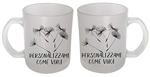 My Custom Style 2 Tazze Vetro Satinato Personalizzate Personalizzabili Come Vuoi