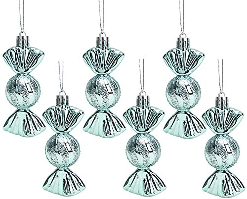 Christmas Concepts® Confezione da 6 – Palline a forma di dolce da 90 mm – Decorate con brillantini e glitter – Decorazioni per l'albero di Natale (Mint Green)