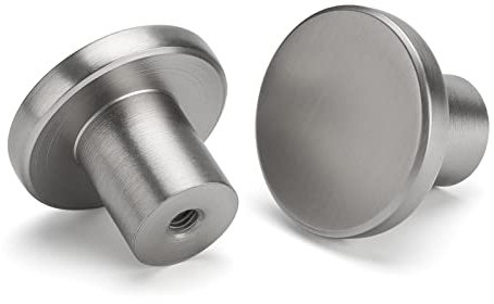 LONTAN 10 Stück Möbelknöpfe Edelstahl Schrankknöpfe Rund Knöpfe Schrank Silber Schubladenknöpfe Möbelgriffe Gebürstet ein loch Schrankknöpfe für Badezimmer, Schlafzimmer