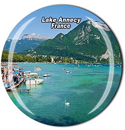 Kühlschrankmagnet, Motiv: See Annecy, Frankreich, Kristall, Touristensouvenir, Geschenk-Kollektion, Kühlschrank-Magnetaufkleber