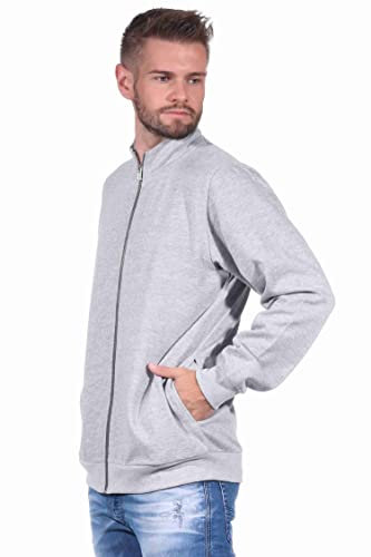 NORMANN-Wäschefabrik Unisex Jacke für Hausanzug, Sportanzug oder Jogginanzug Oberteil, Farbe:grau, Größe:XL