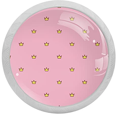 Schubladenknäufe mit niedlicher Krone, für Kommoden, Türen, Schränke, Schubladen, 4 Stück