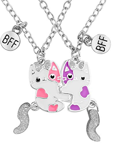 Lusofie Freundschaftskette 2 Stück Katze Anhänger Halskette Frauen Mädchen Bff Halskette Kette Halskette Schmuck Für Geburtstag Weihnachtsfeier