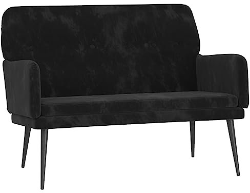 vidaXL Sitzbank, Bank Polsterbank mit Rückenlehne Armlehne, Sofa Flurbank für Wohnzimmer, Garderobenbank Metallgestell, Modern, Schwarz Samt