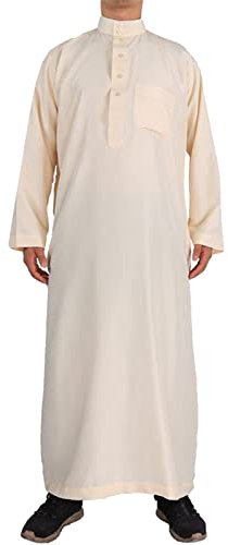 KAMEIMEI Muslimische Robe Herren Einfarbig muslimisches Kleid Islamischen Dubai Männer-Muslimische Kleider Ethnische Maxikleid Ramadan Roben Taiji Kleidung