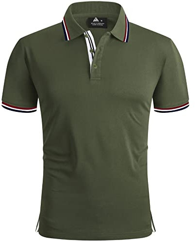 SwissWell Poloshirt Herren Kurzarm Atmungsaktiv Golf Tennis Sport Polo Shirts Sommer Freizeit T-Shirt Armee grün 3XL