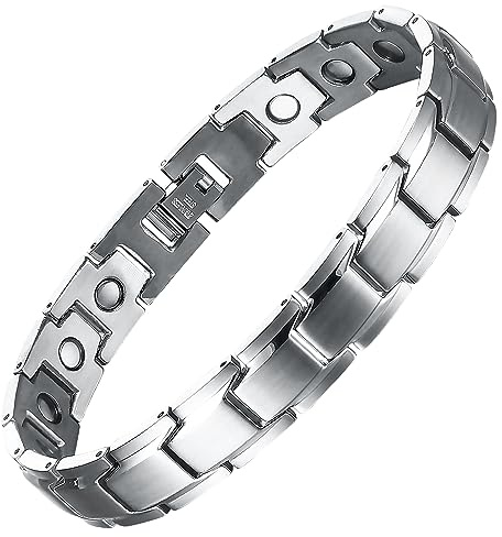 MagEnergy Magnetic Bracelets for Men Titanium Steel Black Bracelet 8.5 inches Adjustable