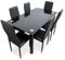 Somnia Descanso - Pack Mesa de Cristal de Comedor o Cocina + 6 Sillas Color Negro a Juego, Modelo Tucan, Prácticas y Funcionales