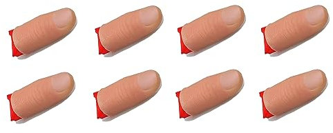 8Stück Magie Daumenspitze Zauberdaumen Daumenspitze mit Seide Finger Rote Seidentuch für Trick Finger Zauber Requisiten für Halloween Party Streich Prop Bühnenbar-Party-heimshows (A)