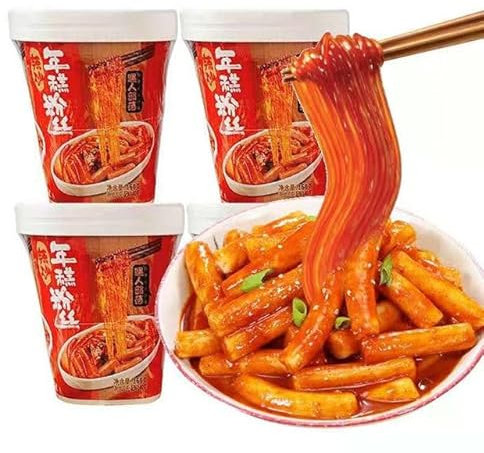 Spicy fried rice cake noodles 160g/ barrel,Healthy and nutritious breakfast, Noodle Gifts,spicy instant noodles,delicious snacks food, special snacks, pasta,noodles,hot pot noodles (1 barrel)