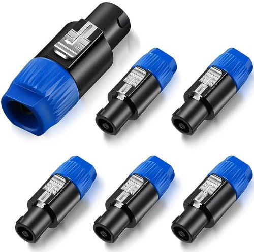 Greluma 6 Piezas Conectores de Altavoz de Audio,Conector de Altavoz de 4 Polos con Bloqueo Giratorio Compatible con Neutrik Speakon NL4FC,NL4FX,NLT4X,NL2FC