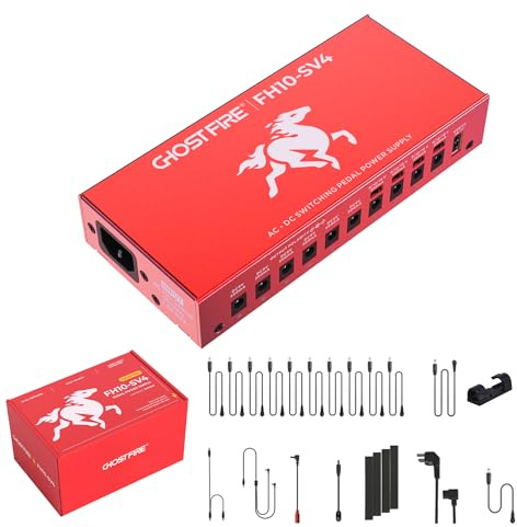 GHOST FIRE Gutiar Pedal Power Supply Isolated with Independent short-circuit protection for 9V/12V/18V Effect Pedal UK Plug (FH10-SV4)