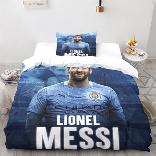 Linen Messi Bettwäsche Set,Bettwäsche Bettbezug 3D Bettbezug,Drucken 3Teilig,Microfaser Super Weiche Atmungsaktive Tröster Set Single(135x200cm)