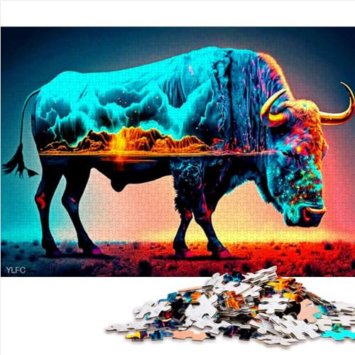 Puzzle für Kinder Bison 1000 Teile Puzzlespiel Holzpuzzle für Erwachsene und Kinder ab 12 Jahren mit passendem Poster und Quizblatt 1000 Teile (50 x 75 cm)