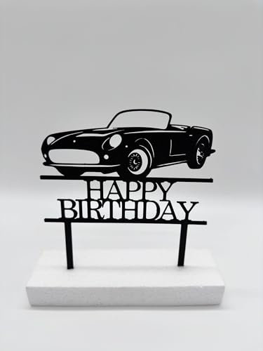 Auto Happy Birthday Cake Topper Geburtstag Torten Stecker (Schwarz)