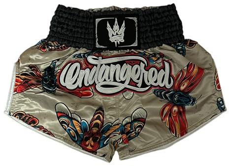 Endangered Fightwear Muay Thai Shorts Bright, Colorful High Waist Gym and Competition Shorts for Muay Thai and Boxing - 8 Designs - UK, Motte, S