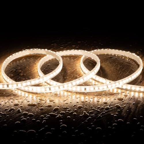 LEDKIA LIGHTING LED-Streifen Dimmbar 220V SMD Selbstgleichrichtend 120 LED/m 10W/m 1000lm/m Breite 12mm Schnitt 10cm IP65 nach Maß 4000K Neutralweiß 15 m