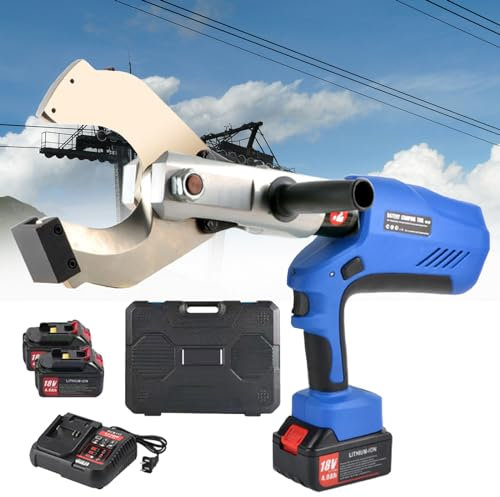 Hydraulic Cable Cutter Wire Cutter, Battery Powered Electric Ratchet Cable Cutter with LED Display, Wire Cutting Tool for Al and Armored Cu/Al Cable, Including Box,85C