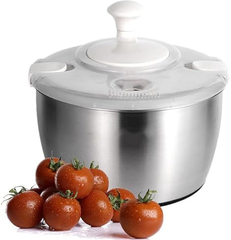 ERICAT Centrifuga per Insalata Portatile, Asciuga Insalata Automatico con Coperchio per Drenaggio dell'Acqua, Grande capacità da 5 Litri E Disidratazione Rapida Ed Efficiente, per Pulire, Conservare