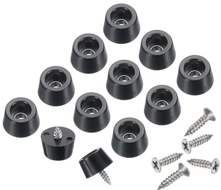 sourcing map 24pcs Rubber Feet Bumpers Buffer Non-Slip Rubber Feet Pad with 3mm Screws for Cutting Board, Cutting Board Feet, Cutting Board Rubber Feet (Black, 0.3H x 0.5D)
