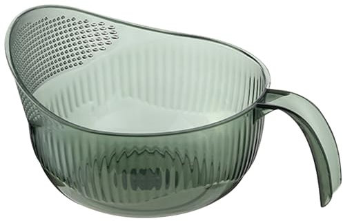 Colino per riso 9x5 pollici Lava riso in plastica senza BPA con fori sottili e manico ergonomico Ciotola per lavare la frutta multifunzionale per la pulizia di frutta e verdura Lava riso verdeCol
