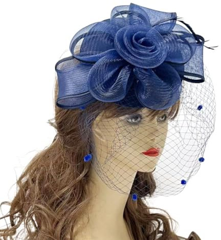 PLCPDM Fascinator für Damen, Hut, Haarspange für Pferderennen, Rollenspiele, 20er-Jahre-Party, Hochzeit, Netzhut