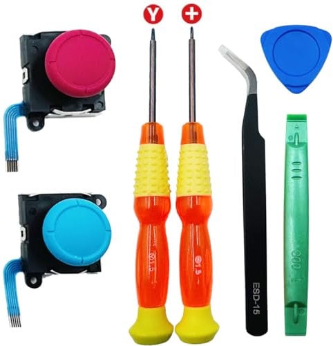 BlueMW 7 in 1 Switch Analog 3D Joystick Replacement Repair Tool Kit, Joy-Con Controller Repair Tool Kits with Screwdrivers Compatible with NS Switch OLED/Switch/Switch Lite