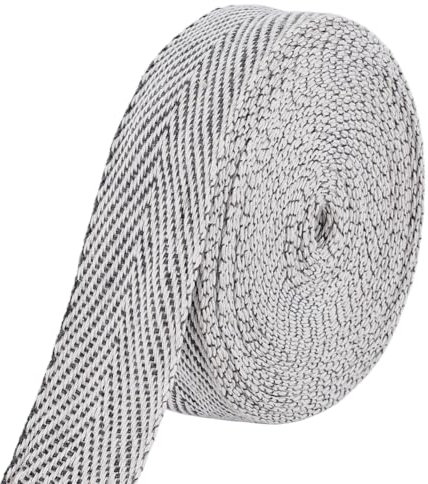 BENECREAT 10 m Schrägband für Teppichkanten, grauweiße Teppichbindung aus Baumwolle, Baumwollbänder mit Fischgrätenmuster zum Nähen von Teppichreparaturprojekten
