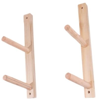 DimyFew 2x Wood Yoga Mat Storage Rack Wall Hooks Yoga Mat Organizer Holder for Ski Board, 2 Tier
