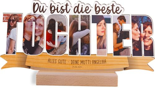Tocher Geschenk personalisiert - Foto Geschenk Holzbild - Geschenk Tocher, Schriftzughalter, Geschenk Tocher Geburtstag, Geschenk Für Tocher, Geburtstagsgeschenk Tochter, Tochter Geburtstagsgeschenk
