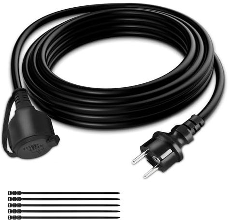 Verlängerungskabel Außen, Verlängerungskabel 3m, Verlängerung Stromkabel 230 V IP44, mit Schuko Stecker - Schutzkontakt Baustellenkabel Schutzkontaktstecker