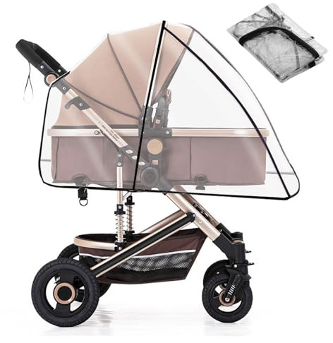 Universal Rain Cover for Pushchair, Rain Cover for Pram | Travel Weather Shield for Windproof for Durable Protect from Dust and Snow with Breathable Ventilation Mesh Clear Visibility