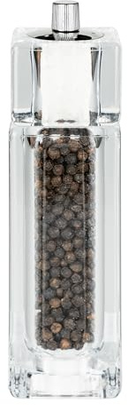Grunwerg Gmill 15 cm, macinapepe e saliera combinata in acrilico, quadrata