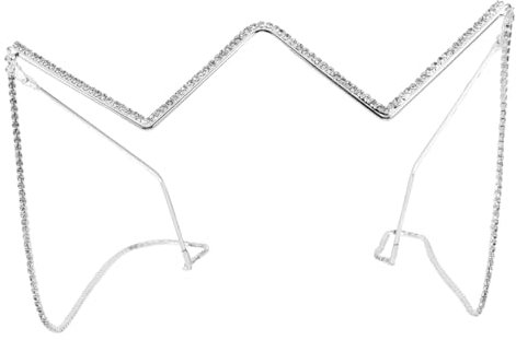 COLLBATH Halbrand Brillengestell Damen Strass Metallkette Glitzer Dekorative Retro Kettenbrille Für Party Und Streetstyle