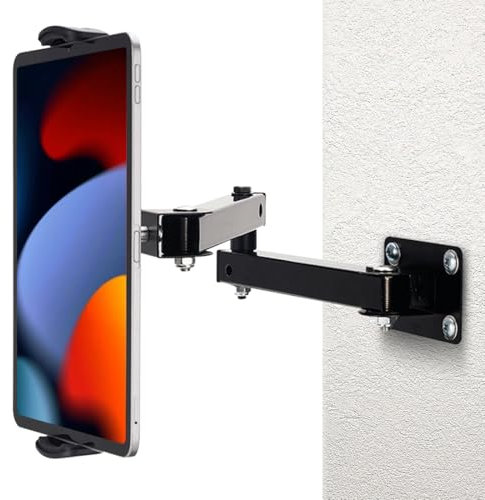MIUUIPI Tablet Wandhalterung, 360° Drehbar iPad Wandhalterung Einziehbar 10-45cm, Universal Tablet Halterung Wand für Büro Zuhause Kompatibel 4-13 Zoll Tablet iPad Handy