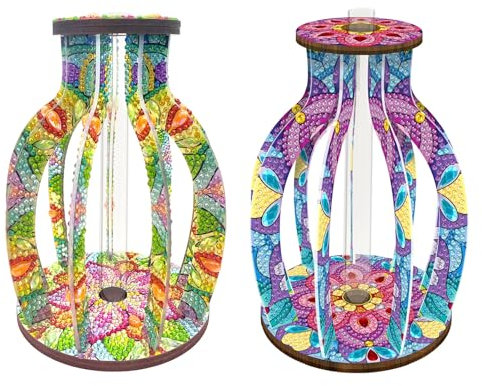CXINLky Diamond Art Painting Blumenvase, Kreativ Diamond Art Mandala Reagenzgläser mit Bürste, Reagenzglas Vase für Hydrokultur Pflanzen, Tisch Hause Büro Wohnzimmer Deko-2 Stuck-A