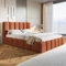MOTIVENA Nunu Bubble Bett 160x200, Polsterbett 160x200 Boucle, mit Bettkasten, mit Stauraum, mit Lattenrost, mit Kopfteil, Matratze H3, Orange