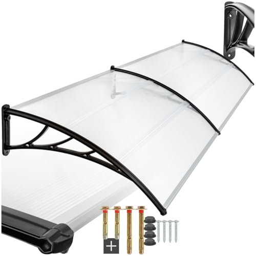 tectake® Vordach für Haustür, Überdachung Terrasse Tür, Haustür Vordach, Balkon Überdachung, Unterstand, Dach für Fenster, Schaufenster und Eingangstür, Montage an Fassadenverkleidung aussen - 300 cm