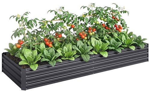 Outsunny Carré Potager en Métal Modulable 241x90,5x30cm Gris
