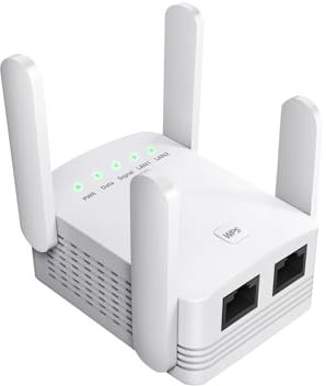 2025 Newest WiFi Extender, 4 Antennas Internet Booster Repeater with Ethernet Cable, 2-in-1 Repeater/AP Modes, Plug-In WiFi Range Extender, Easy Setup Broadband Extender for Home & Gaming