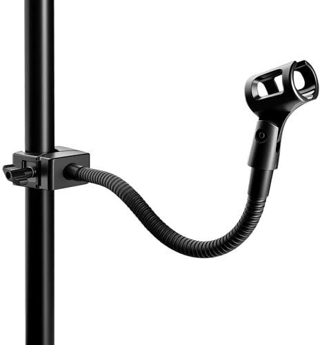 Music Stand Microphone Holder, 13-Inch Gooseneck, Crab Clamp | Gooseneck Mic Stand, Mic Stand Attachment, Music Stand Mic Holder, Super Crab Clamp, 5/8-27 and 3/8-16 Threads