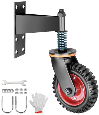 200mm Federbelastete Torrollen mit Federung – 360° Drehbar Tor Räder Torlaufrolle – Rad mit Robuster Federung – Ideal für Holztore, Gartentore & Zäune – Schwerlast-Torrollen – Bis 250kg Tragkraft