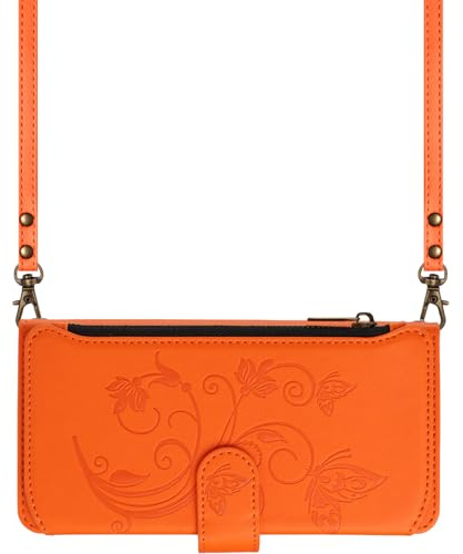 Case Compatible with Sony Xperia 10 VII, Flip Wallet PU Leather Case Zipper Case with Crossbody Strap Magnetic Closure [Stand Function] [Card Slots] for Sony Xperia 10 VII Orange