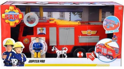 cavernedesjouets Coffret pour Sam Le Pompier - Grand Camion Grand echelle Jupiter avec Sons et lumières + Sam + Accessoires - Set véhicule + Carte