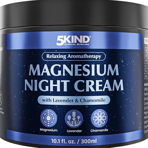 5Kind Magnesium Schlafcreme 300 ml - Natürliche Einschlafhilfe | Lavendel- & Kamillen-Magnesiumbalsam für erholsamen Schlaf - Beruhigende Aromatherapie mit Lavendel & Kamillenextrakten