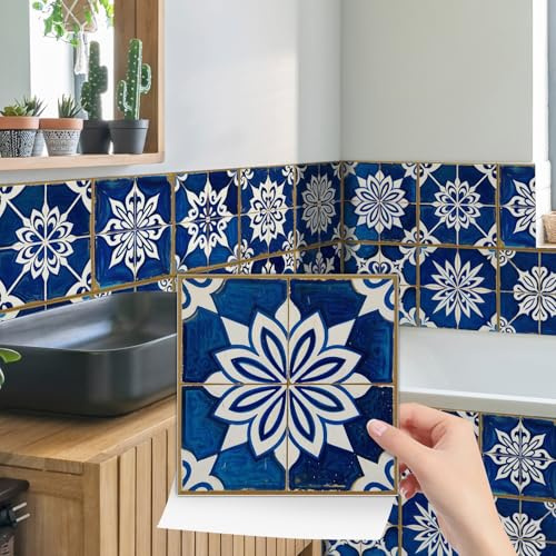 HORIWE Fliesenaufkleber Wasserdicht Wohnen Wandfliesenaufkleber 24 Stück | Fliesenaufkleber bad Wasserfest ölfest 10x10cm Selbstklebende Mieter Geeignet Tapete Fliesen Folie für Küche,Schrank,Möbel