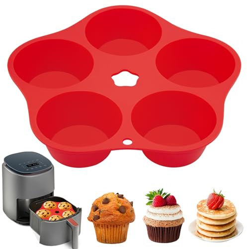 BMSQOFD 1 PCS Air Fryer Muffin Pan Egg Bite Round Silicone Mold for Oven Baking,Muffin Tins Cake Cups Tray for Air Fryer Liners Basket Instant Pot Accessories Baking Muffin Pancake TA-P01