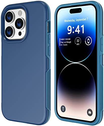 CASELIVE for iPhone 14 Pro Case with 2 Pack Tempered Glass Screen Protector, Shockproof Anti-Slip Full Body Protective Phone Case Cover for iPhone 14 Pro 6.1 inch (Blue)